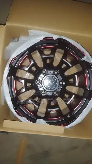Rims 17 Inch Matt Black+Milling+Red Et0 H*Pcd 6x139.7 Cb 110.1 -Amex