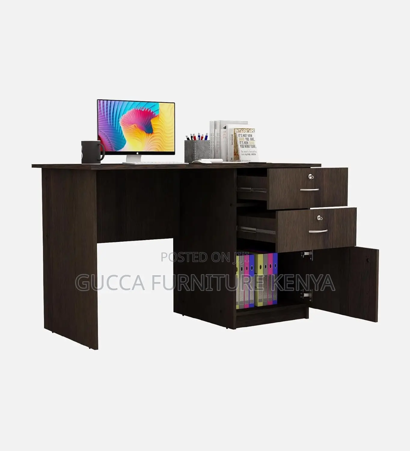 Brown Customized Home Study Area Desk