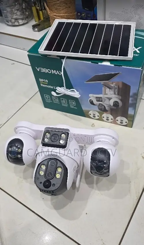 4g V380 Pro Wireless Solar Camera With Quad Lens and Human Detection
