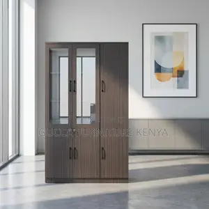 3-Door's Wooden Glass Front Document Cabinet