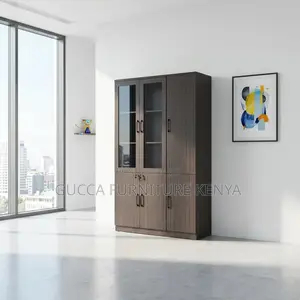 3-Door's Wooden Glass Front Document Cabinet