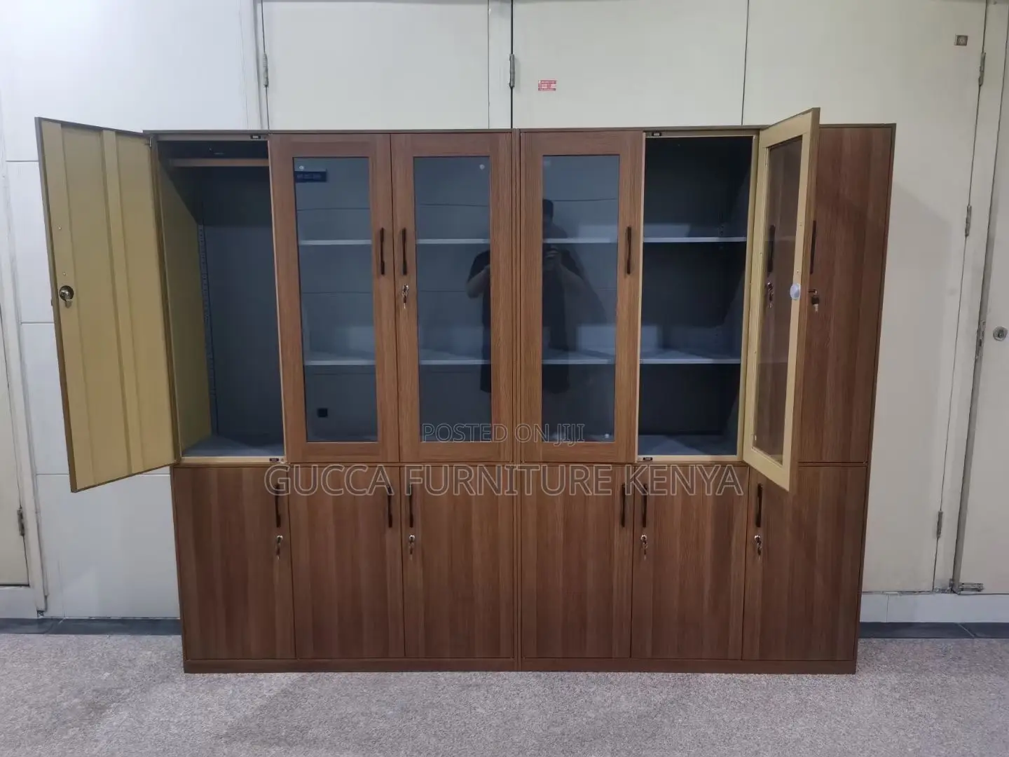 3-Door's Wooden Glass Front Document Cabinet