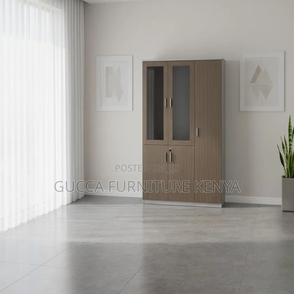 3-Door's Wooden Glass Front Document Cabinet