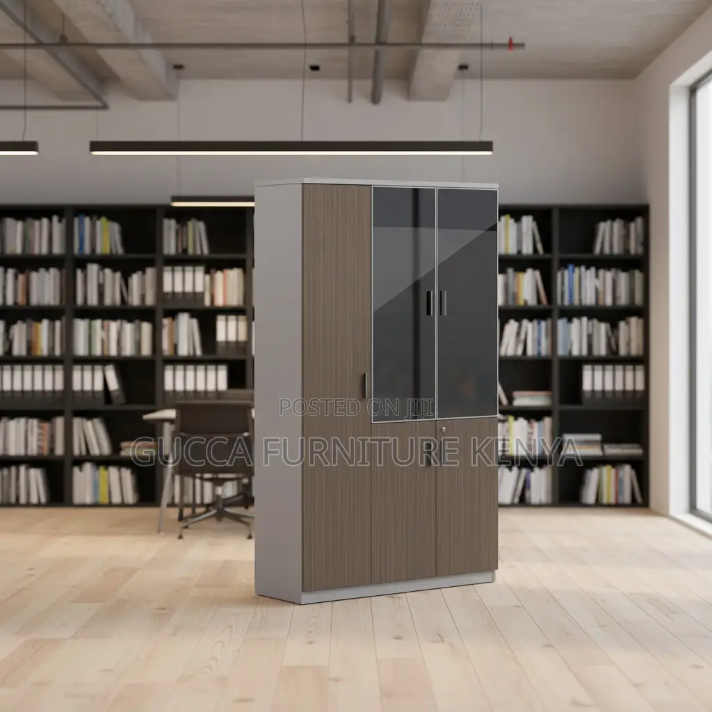 3-Door's Wooden Glass Front Document Cabinet