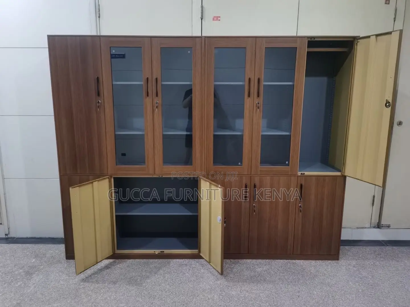 3-Door's Wooden Glass Front Document Cabinet