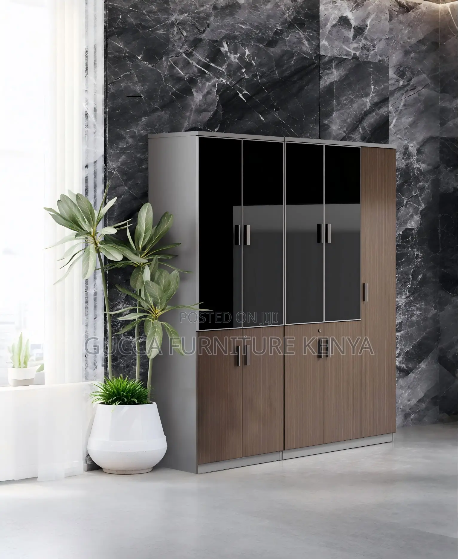 3-Door's Wooden Glass Front Document Cabinet