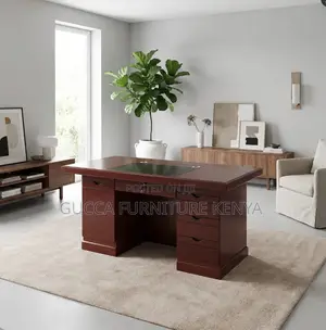 1200mm Mahogany Office Desk With Fixed Drawers