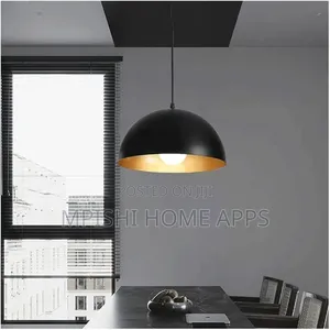 Black and Gold Metal Dome Pendant Light.