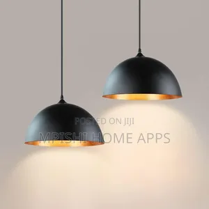 Black and Gold Metal Dome Pendant Light.