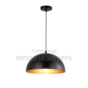 Black and Gold Metal Dome Pendant Light.