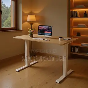 Office Desk; Elevraflex 1.4m White Electric Adjustable Sit-Stand Desk