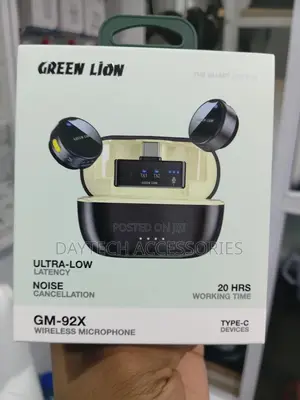 Green Lion Gm-92x Wireless Microphone Set With Type-C - Black