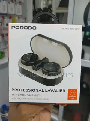 Porodo Professional Lavalier Microphone Set With Magnetic Clips