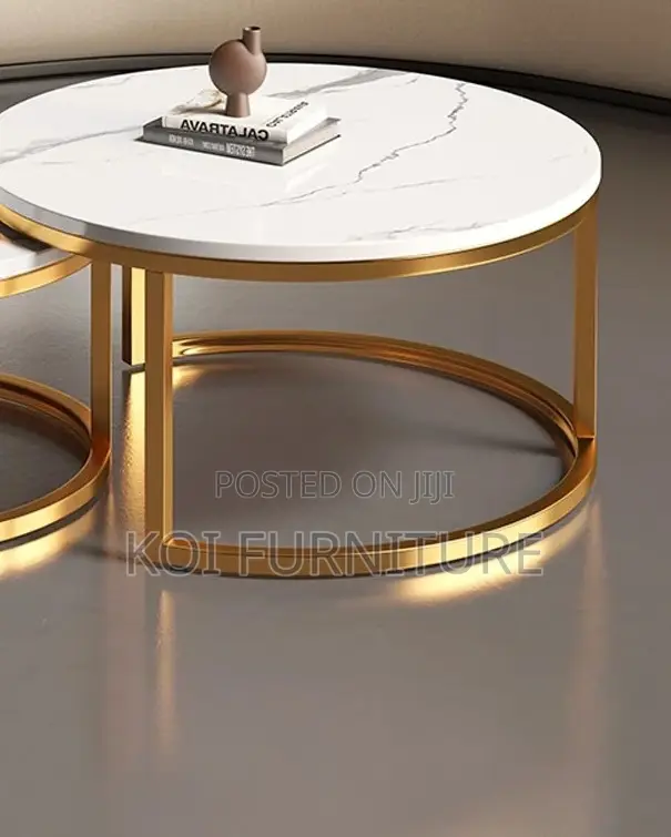 Coffee Table; Nymphar Nesting Marble Coffee Table in Dual Style