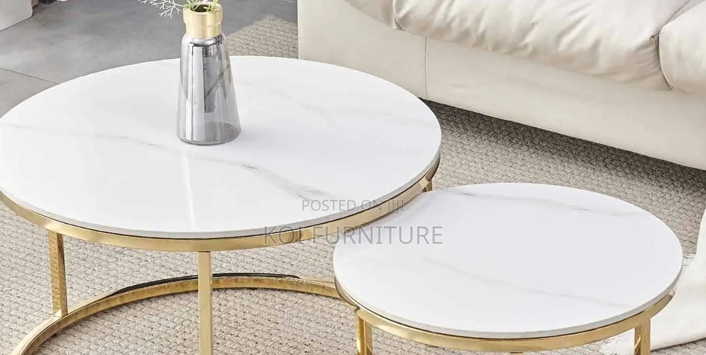 Coffee Table; Nymphar Nesting Marble Coffee Table in Dual Style