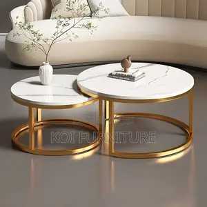 Coffee Table; Nymphar Nesting Marble Coffee Table in Dual Style