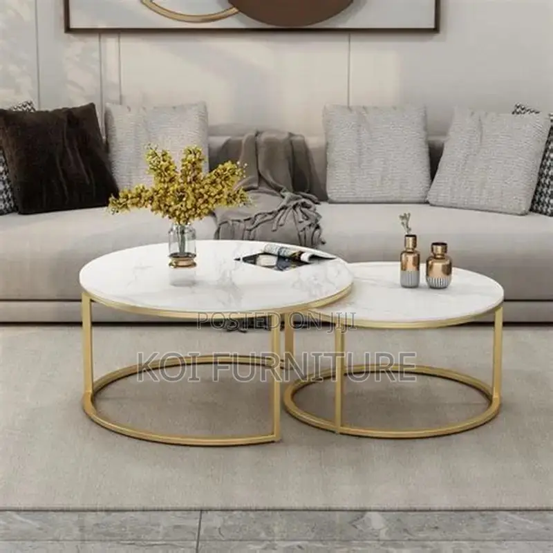 Coffee Table; Nymphar Nesting Marble Coffee Table in Dual Style