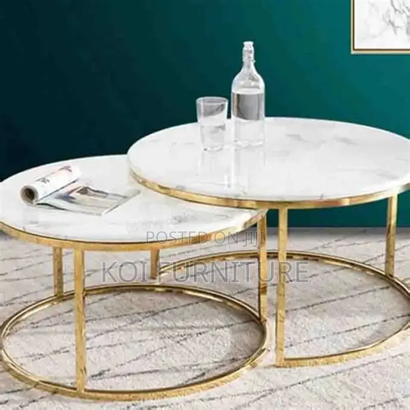 Coffee Table; Nymphar Nesting Marble Coffee Table in Dual Style