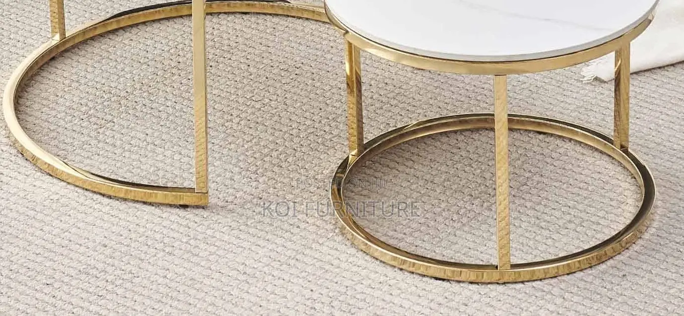 Coffee Table; Nymphar Nesting Marble Coffee Table in Dual Style