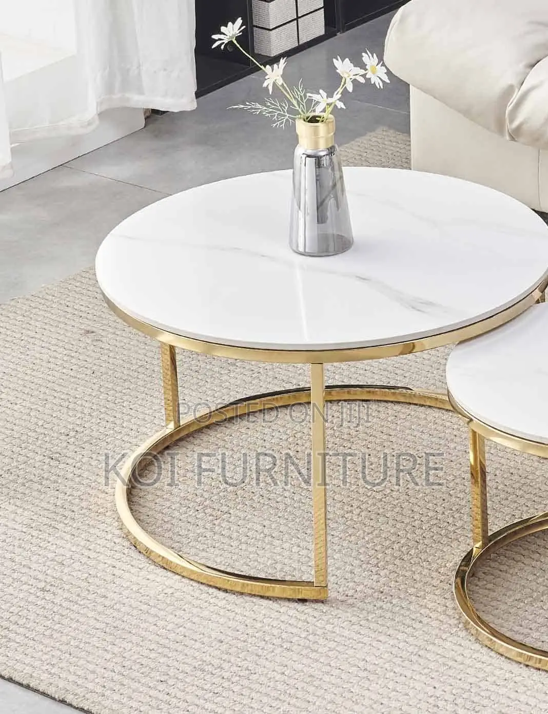 Coffee Table; Nymphar Nesting Marble Coffee Table in Dual Style
