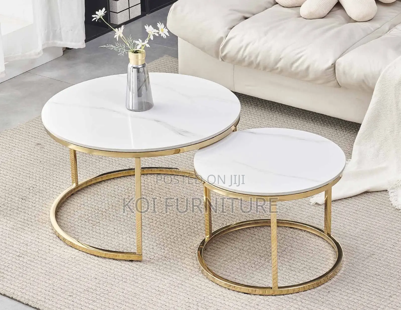 Coffee Table; Nymphar Nesting Marble Coffee Table in Dual Style