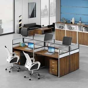 Brown 4-Way Modern Modular Workstation