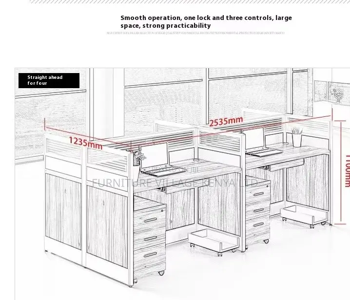 Brown 4-Way Modern Modular Workstation