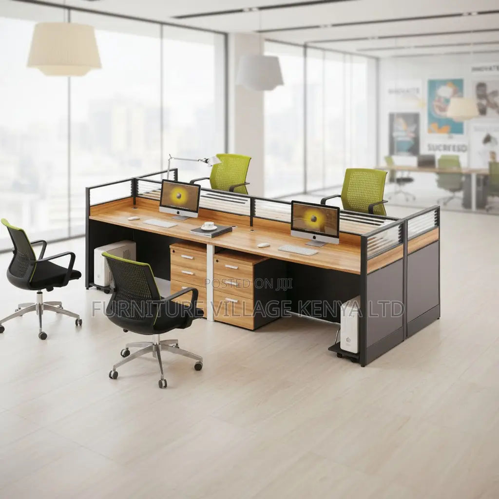 Brown 4-Way Modern Modular Workstation