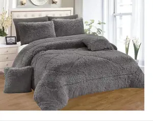 Large Sized 6 ×6 Fluffy Duvet- Set With Bedsheet and Pillow Cases
