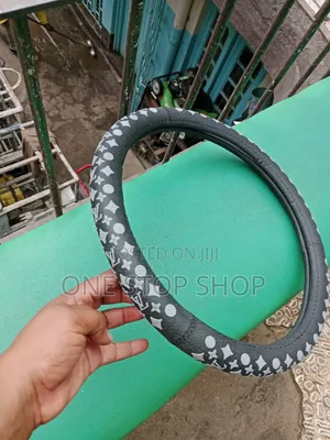 Faux Leather Rubber Louis Vuitton Style Branded Steering Wheel Cover