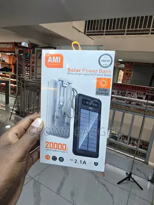 Ami Am-26 Solar Power Bank Built-in Cables 20000mah