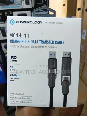 Powerology Vion 4-in-1 Charging Data Transfer Cable With Hdmi.