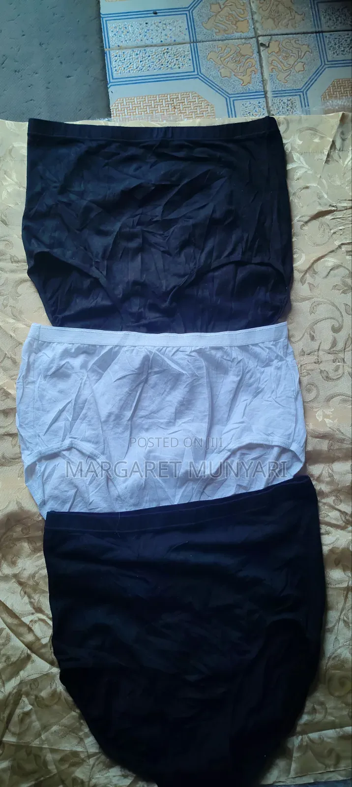Black, White and Navy Blue Pants