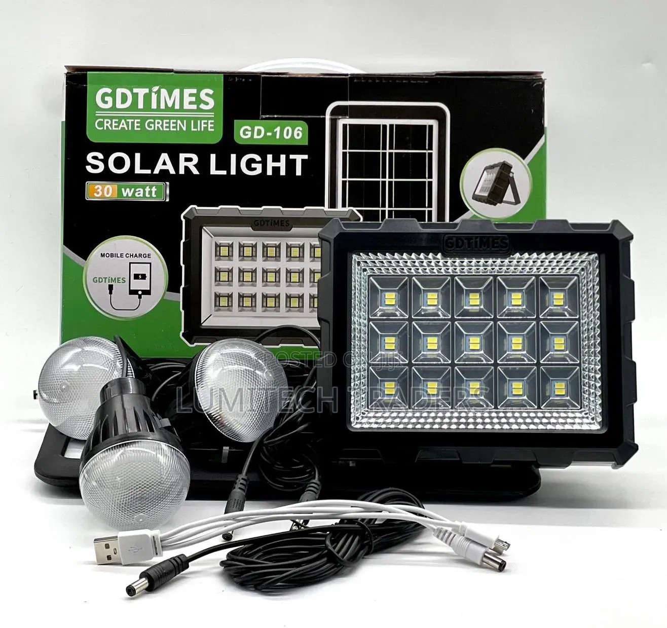 Solar Light 30 W With 3 Led Bulbs