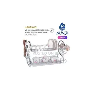 Nunix Stainless Steel 2 Tier Dish Rack +Draining Board