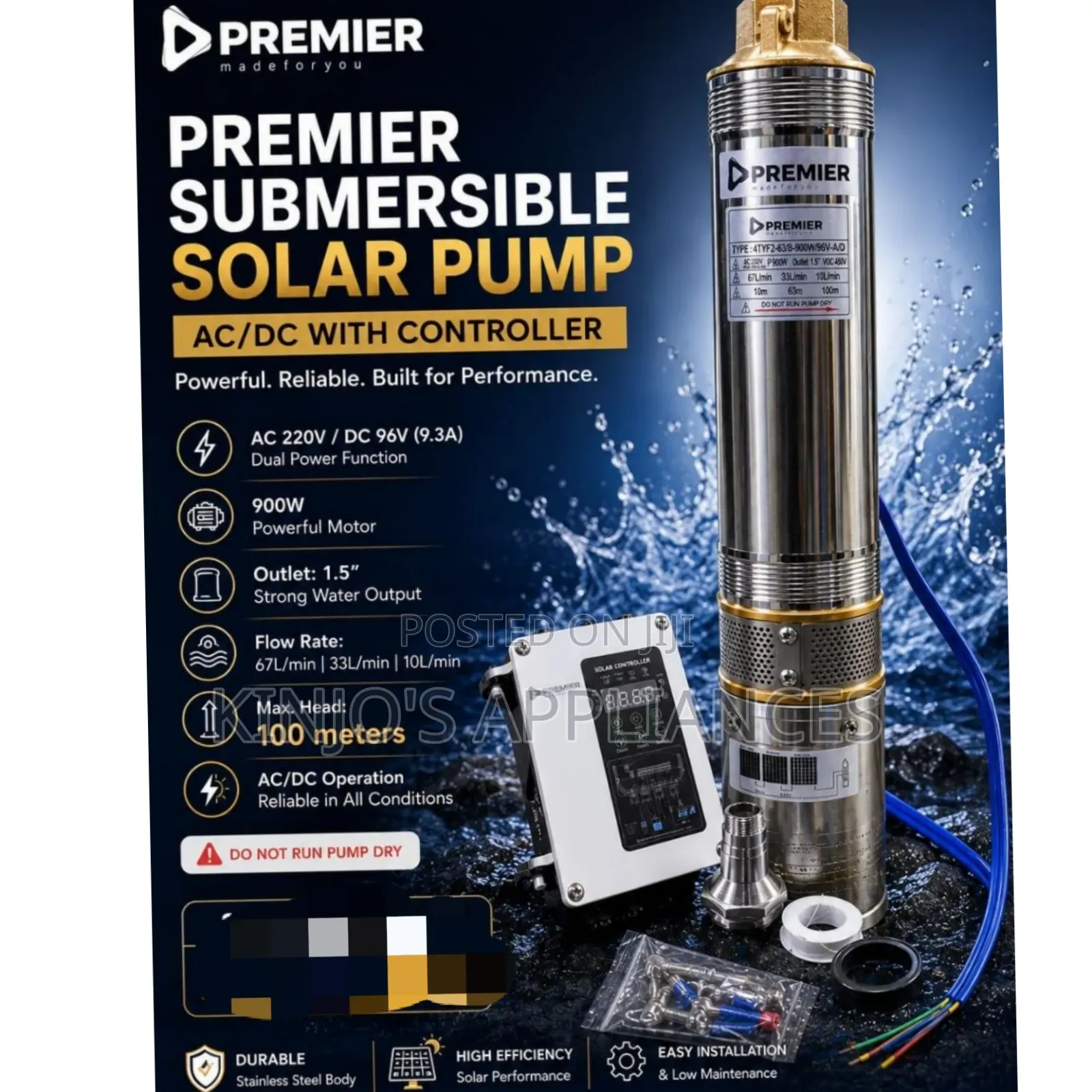 Premier Submersible Solar Pump Ac/Dc With Controller