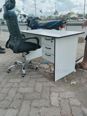Office White Desk +High Back Chair