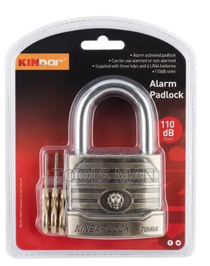 Kinbar 70mm Heavy Duty Security Alarm Padlock - 110db Siren.