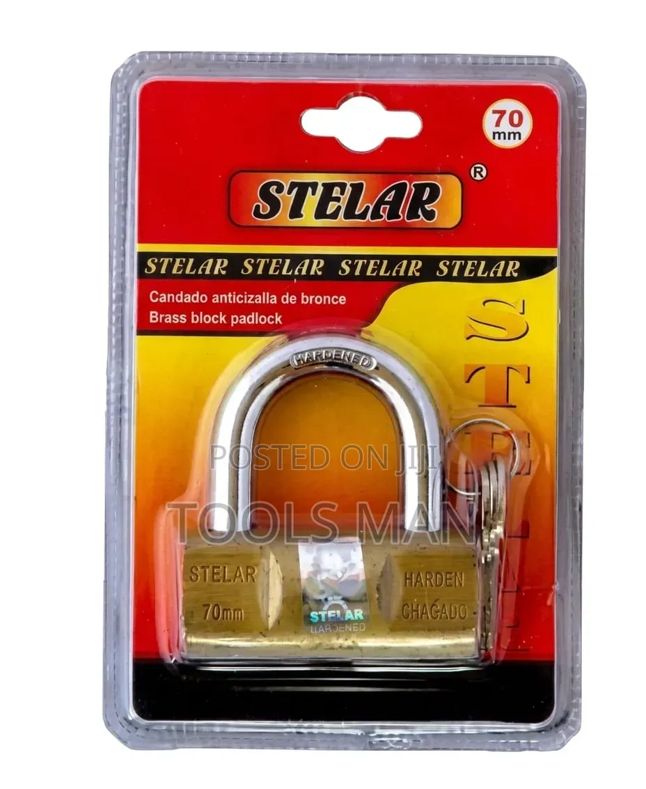 Stelar 70mm Solid Brass Block Padlock - Heavy Duty Security Lock.