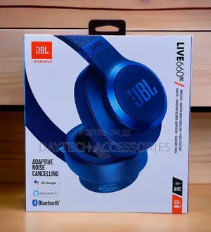 These Are Blue JBL Live 660nc Wireless Over-Ear Headphones.