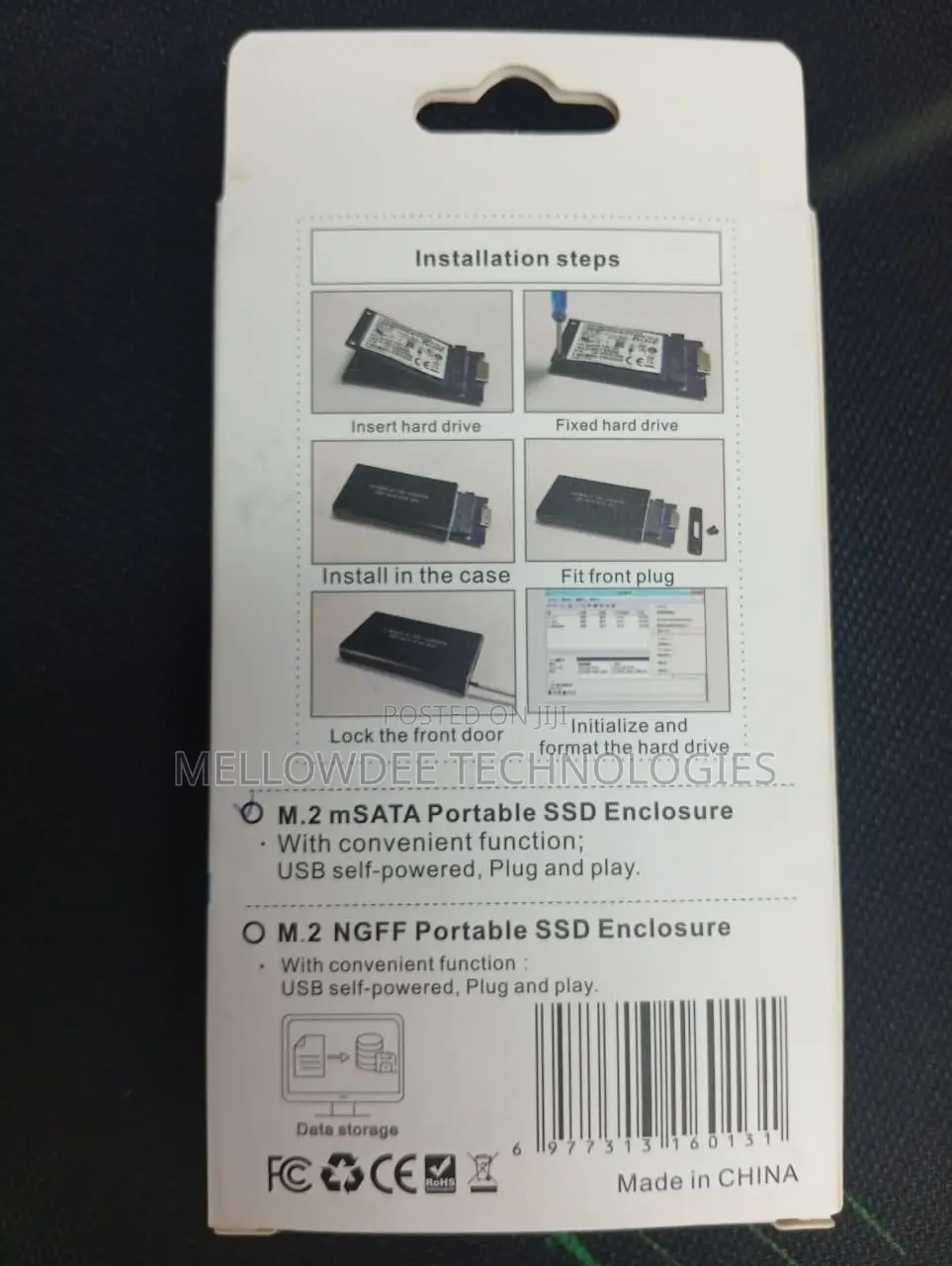 M.2 Msata Portable SSD Enclosure/Casing