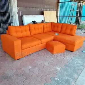 Bright Orange 6 Seater L Shaped Sectional Sofa.