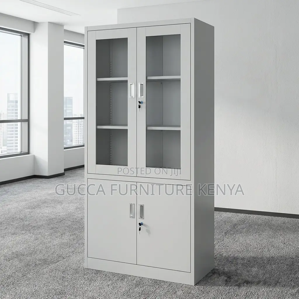 2-Door Half Glass Storage Document Cabinet