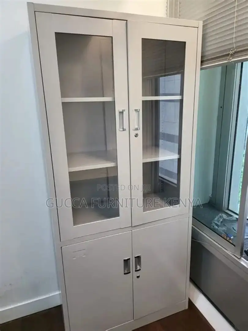 2-Door Half Glass Storage Document Cabinet