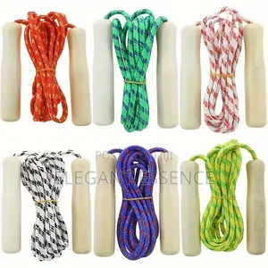 Solid Wood Handle and Steel Cable Hollow Cotton Single Jump Rope