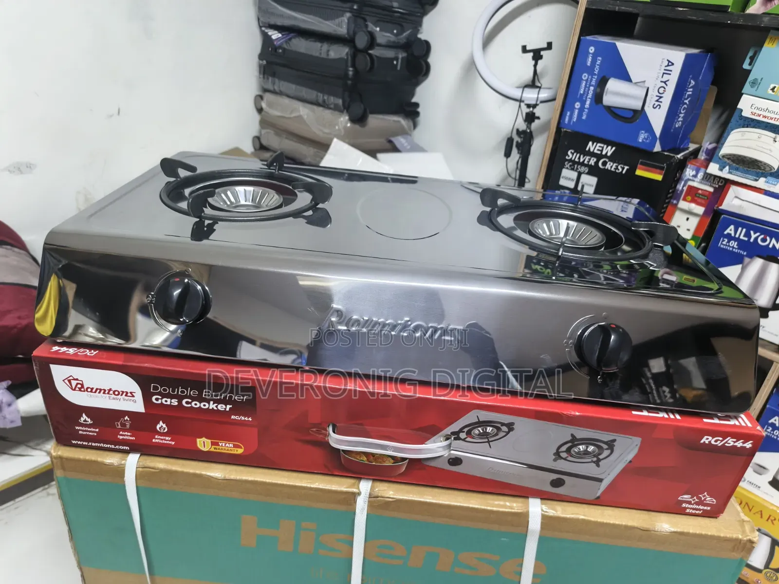 *Ramtons 2burner Stainless Steel Gas Cooker Rg 544