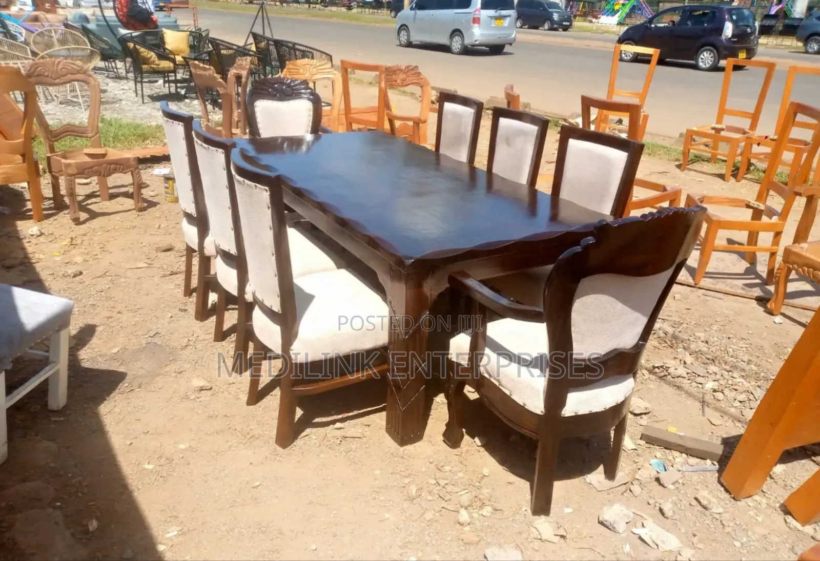 8-Seater Solid Moggy Chairs Dinning Table Set