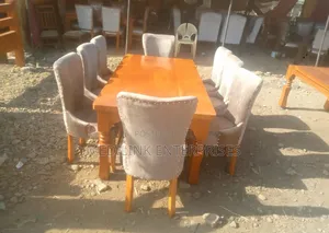 Upholstered 8-Seater Mahogany Solid 8 Seater Dinning Table Set