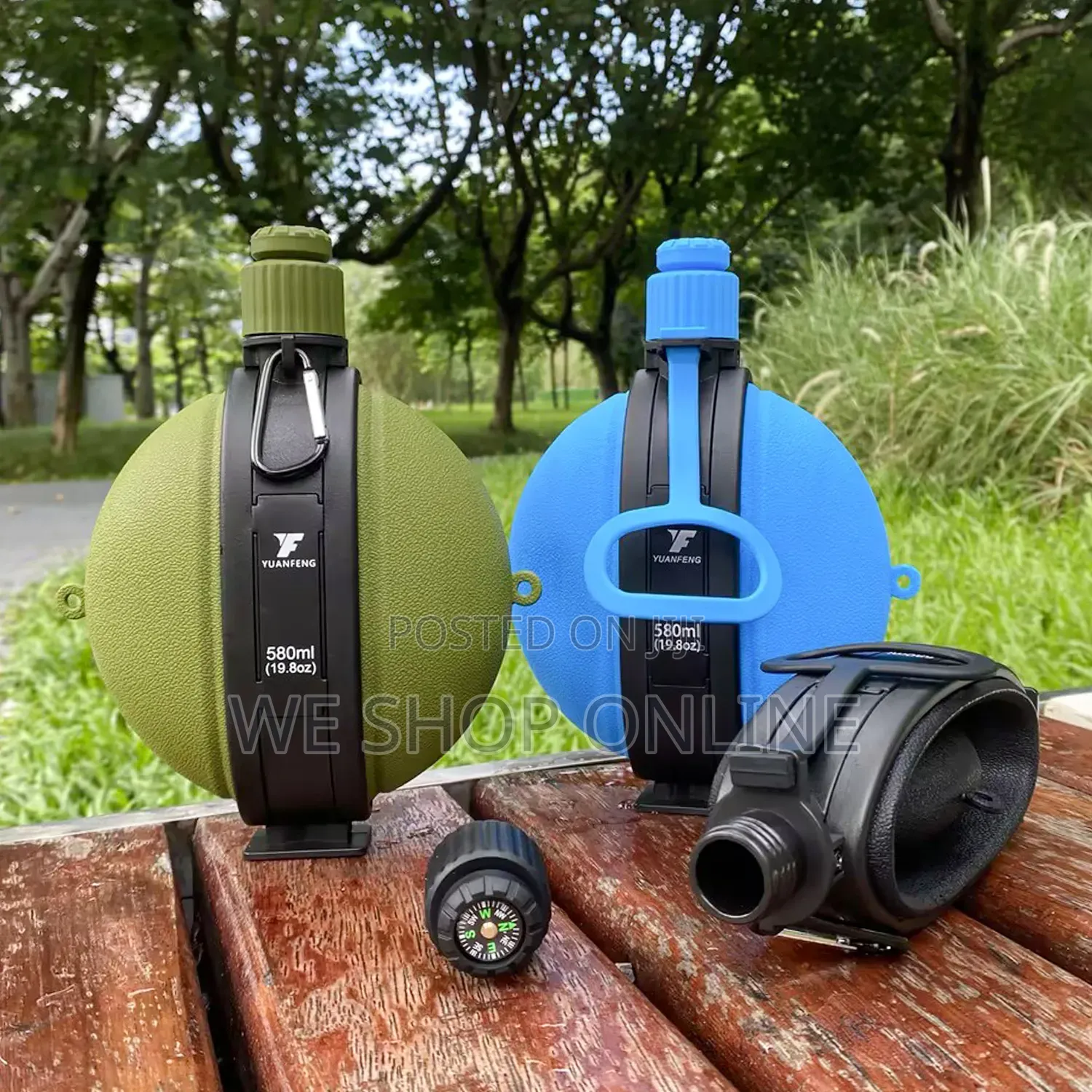 580mls Foldable Silicone Water Bottle With Compass