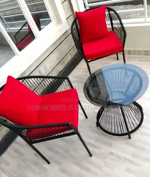 Red  Cushions Outdoor Balcony Set